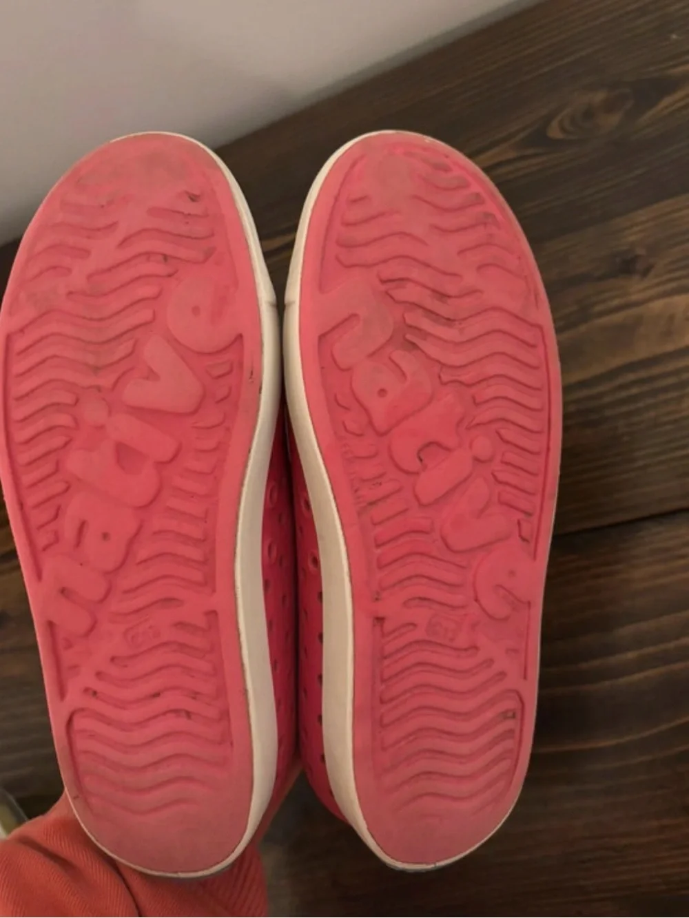 C13 pink and white native Jefferson shoes